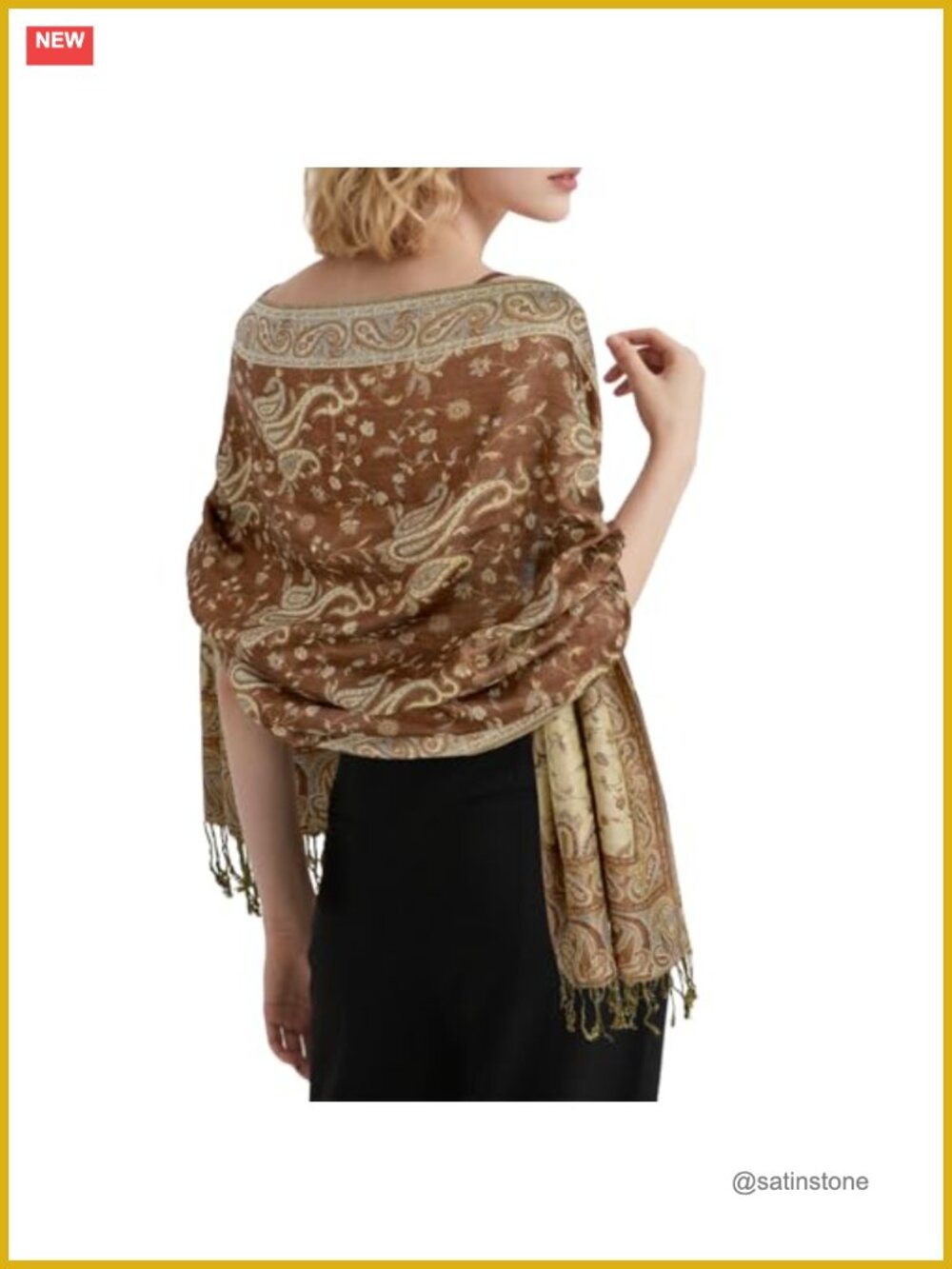 Pashmina Shawl Wrap Women Polyester Reversible Paisley Bridal Party Scarf Tassel